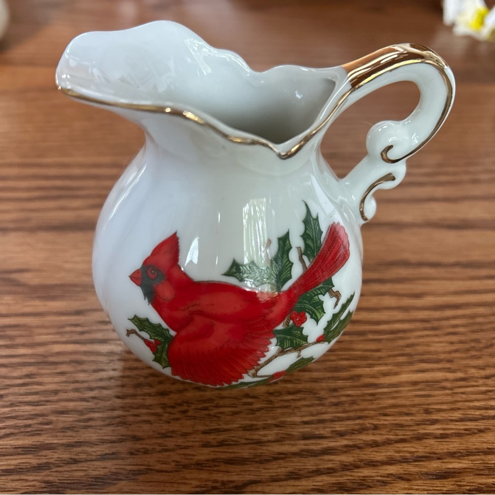 Lefton Christmas Cardinal creamer 1984